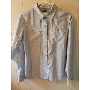 Patagonia Blue White Plaid Long Sleeve Button Down Shirt Womens 8